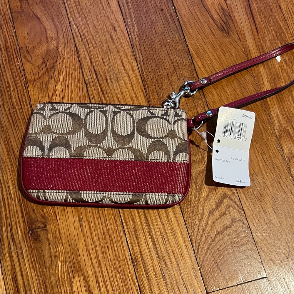 Coach Wristlet with Red and Brown Design